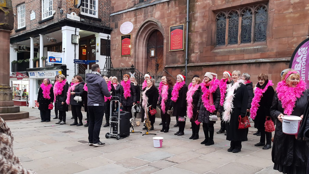 Busking at Chester's Cross